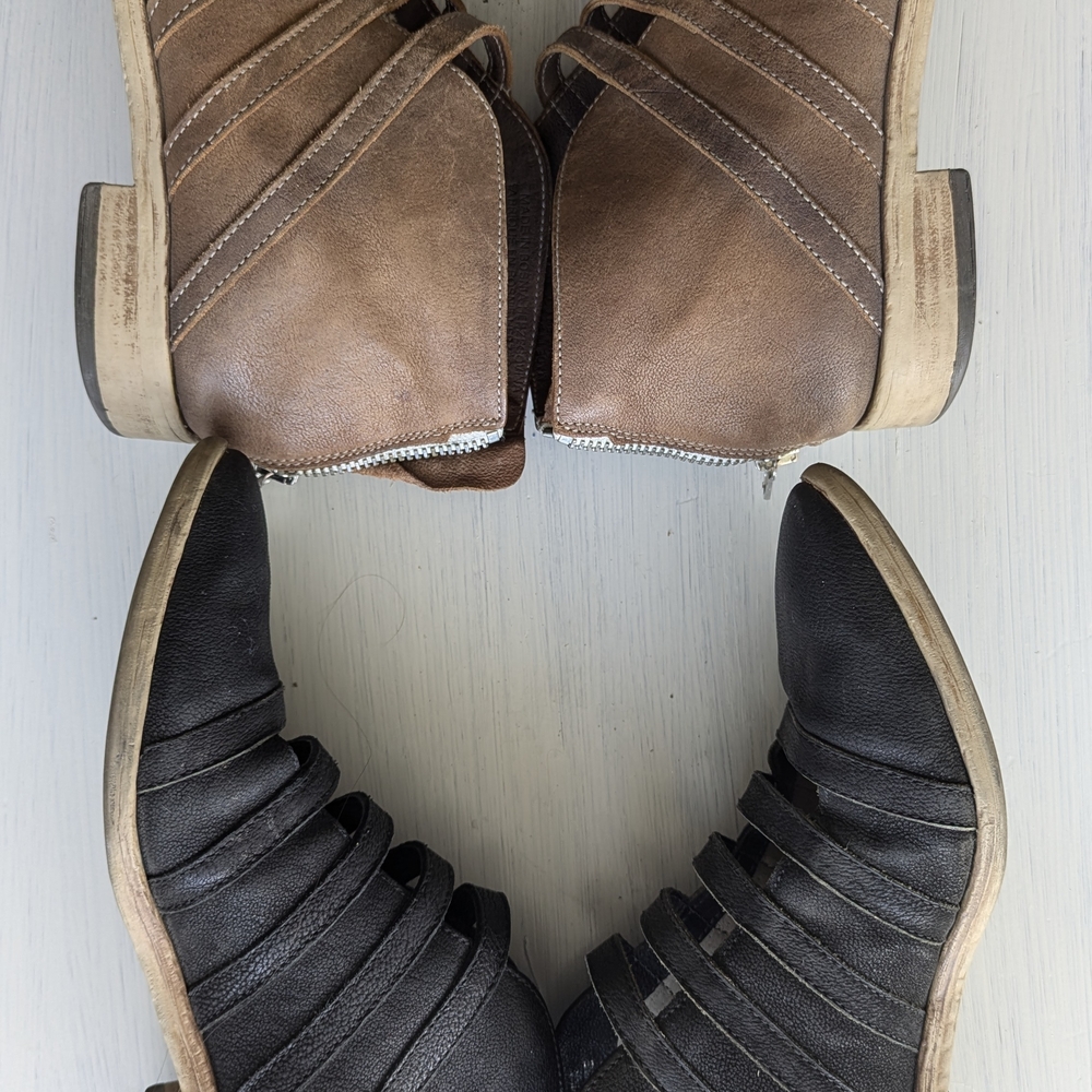 Free People Brown and Black Heeled Boots